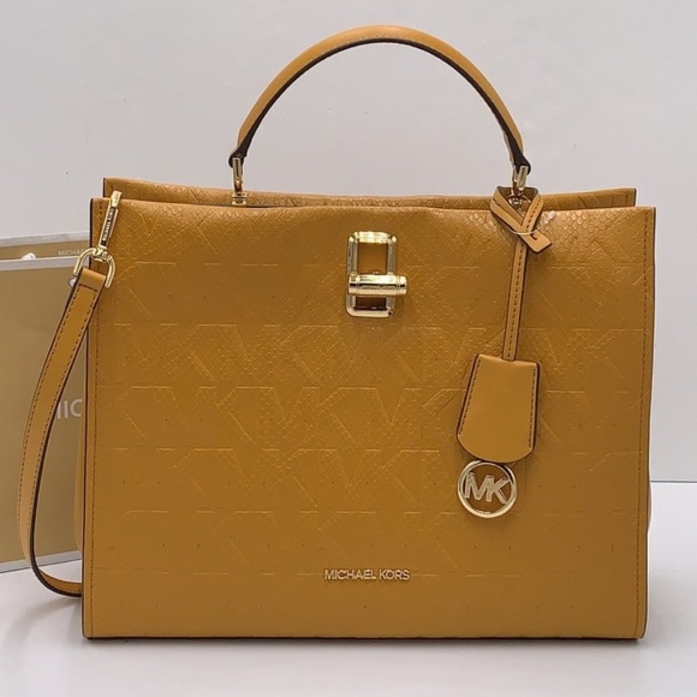 Michael Kors Penelope Large Top Handle Satchel Marigold Color - Picture 3 of 15